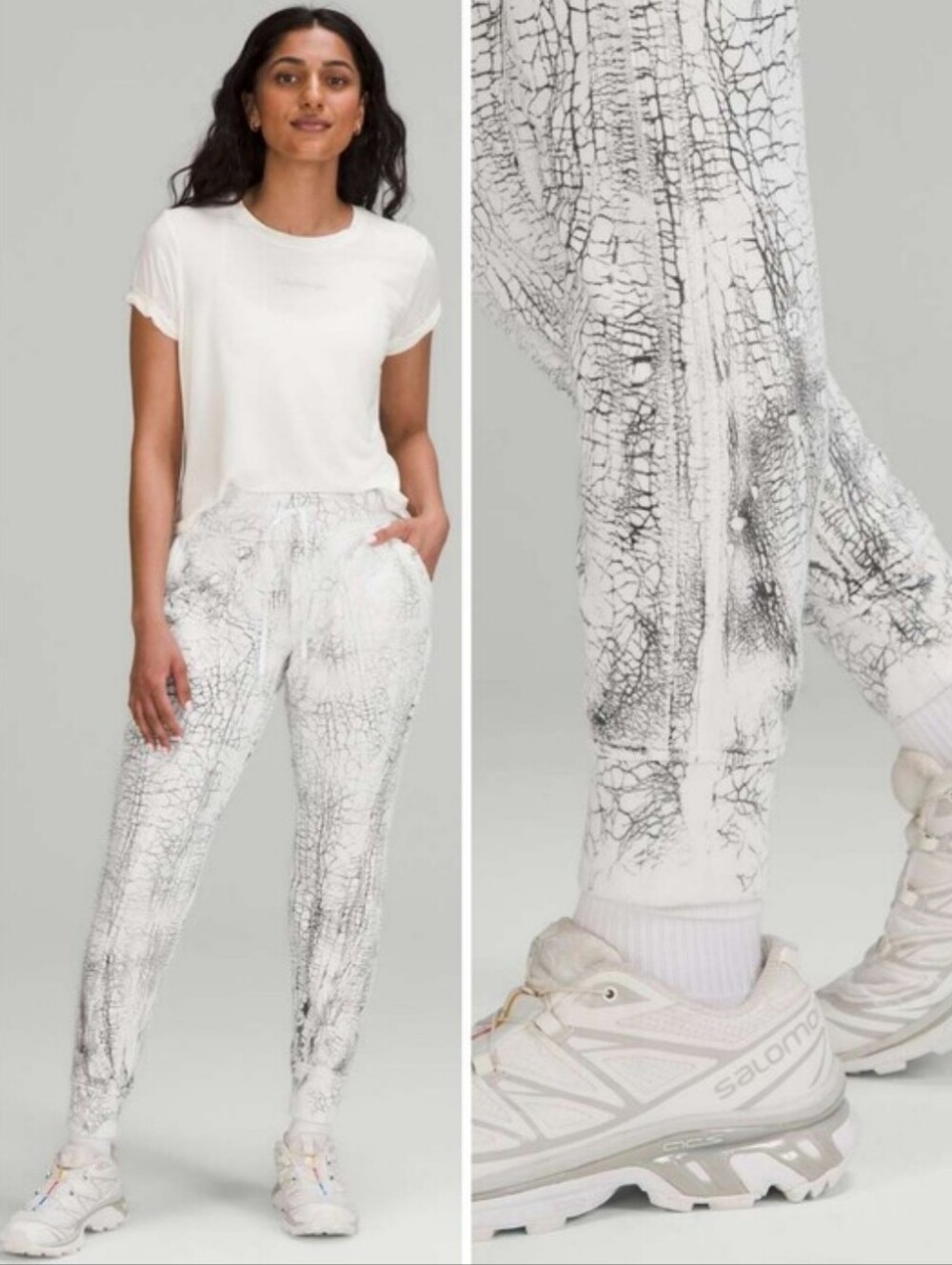 Lululemon Warm Down Jogger Crackle Marble White Gray